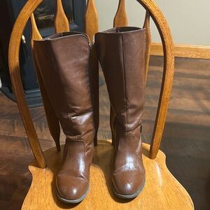 Brown Knee-High Leather Boots